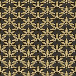 Galerie Wallcoverings Product Code 18515 - Into The Wild Wallpaper Collection - Black Gold Colours - Leaf Motif Design