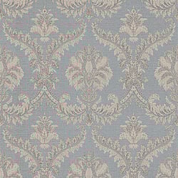Galerie Wallcoverings Product Code 23606 - Classic Italian Wallpaper Collection - Blue Beige Colours - A traditional damask on a woven effect background, giving a classical, formal edge to any interior scheme.  Design
