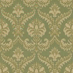 Galerie Wallcoverings Product Code 23607 - Classic Italian Wallpaper Collection - Green Colours - A traditional damask on a woven effect background, giving a classical, formal edge to any interior scheme.  Design