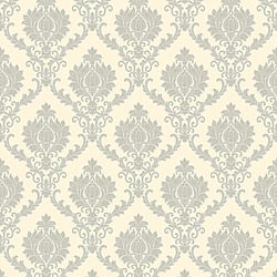 Galerie Wallcoverings Product Code 23641 - Classic Italian Wallpaper Collection - Silver Grey Colours - A damask with a stylised, contemporary edge. Less floral and more geometric, but still with the overall traditional sumptuousness of a classic damask.  Design