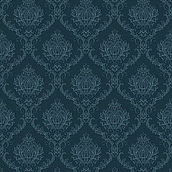 Galerie Wallcoverings Product Code 23649 - Classic Italian Wallpaper Collection - Blue Colours - A damask with a stylised, contemporary edge. Less floral and more geometric, but still with the overall traditional sumptuousness of a classic damask.  Design