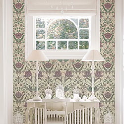 Galerie Wallcoverings Product Code 33007 - Apelviken Wallpaper Collection - Beige Green Pink Brown Colours - Tulip Trail Design