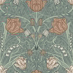 Galerie Wallcoverings Product Code 33010 - Apelviken 2 Wallpaper Collection - Green Orange Colours - Tulips Design