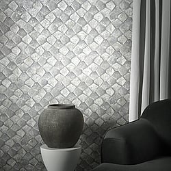 Galerie Wallcoverings Product Code 34907 - Eclectic Wallpaper Collection - Grey/Gold Colours - Graphic Design