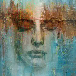 Galerie Wallcoverings Product Code 35498 - Odyssey Wallpaper Collection - Green Colours - Odyssey Artistic Face Mural Design