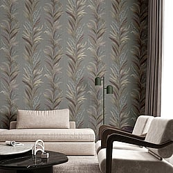 Galerie Wallcoverings Product Code 35908 - Ornamenta Wallpaper Collection - Grey Bronze Colours - Leaf Flourish Design