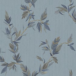 Galerie Wallcoverings Product Code 35916 - Ornamenta Wallpaper Collection - Blue Gold Colours - Thin Leaf Design