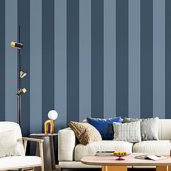 Galerie Wallcoverings Product Code 35966 - Ornamenta Wallpaper Collection - Blue Colours - Wide Stripe Design