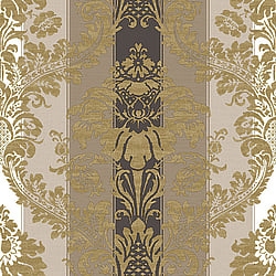 Galerie Wallcoverings Product Code 3919 - Italian Damasks 3 Wallpaper Collection - Black Beige Gold Colours - Damask Stripe Design