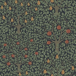 Galerie Wallcoverings Product Code 44110 - Apelviken 2 Wallpaper Collection - Black Green Colours - Apples and Pears Design