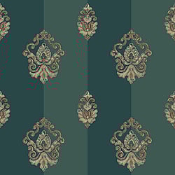 Galerie Wallcoverings Product Code 4625 - Italian Glamour Wallpaper Collection - Green Colours - Damask Stripe Design