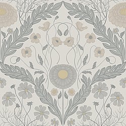 Galerie Wallcoverings Product Code 51000 - Blomstermala Wallpaper Collection - Grey Yellow Colours - Leafy Bloom Design