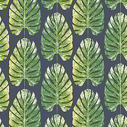 Galerie Wallcoverings Product Code 7328 - Evergreen Wallpaper Collection - Green Navy Colours - Leaf Stripe Design