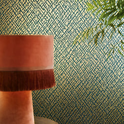 Galerie Wallcoverings Product Code 91941 - Vault Wallpaper Collection - Green, Gold Colours - Crosshatch Design