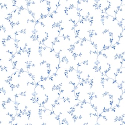 Galerie Wallcoverings Product Code CK36603 - Kitchen Style 3 Wallpaper Collection - Blue White Colours - Dainty Floral Trail Design