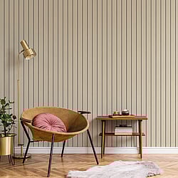 Galerie Wallcoverings Product Code CM27053 - Botanica Wallpaper Collection - Beige Black Colours - Classic Stripe Design