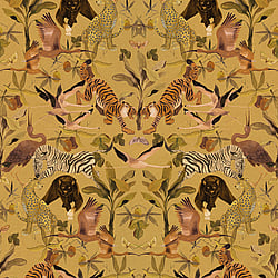 Galerie Wallcoverings Product Code DW2002 - Designer Walls Wallpaper Collection - Ochre Colours - Magic Animals Design