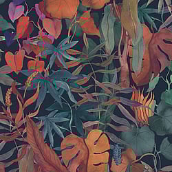 Galerie Wallcoverings Product Code DW2013 - Designer Walls Wallpaper Collection - Midnight Blue Colours - Abstract Leaves Design