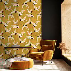 Galerie Wallcoverings Product Code DW2020 - Designer Walls Wallpaper Collection - Ochre Colours - Cranes Design