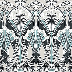 Galerie Wallcoverings Product Code ET12404 - Arts and Crafts Wallpaper Collection - Black Blue Grey Colours - Dragonfly Damask Design