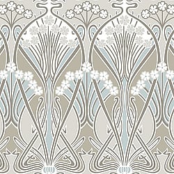 Galerie Wallcoverings Product Code ET12424 - Arts and Crafts Wallpaper Collection - Taupe Beige Blue Colours - Dragonfly Damask Design