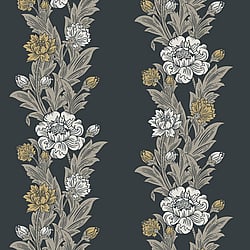 Galerie Wallcoverings Product Code ET12700 - Arts and Crafts Wallpaper Collection - White Beige Black Colours - Blooming Stripe Design