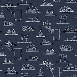 Galerie Wallcoverings Product Code G45407 - Just Kitchens Wallpaper Collection - Navy Colours - Chalkboard Menu Design