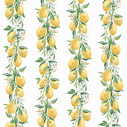 Galerie Wallcoverings Product Code G45441 - Just Kitchens Wallpaper Collection - Yellow White Green Colours - Lemon Stripe Design