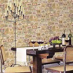 Galerie Wallcoverings Product Code G56173 - Memories 2 Wallpaper Collection - Beige Colours - Wine Labels Design