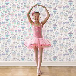Galerie Wallcoverings Product Code G56543 - Just 4 Kids 2 Wallpaper Collection - Purple Blue Beige Colours - Balloon Journey Design