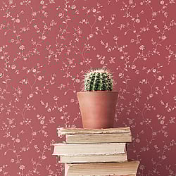 Galerie Wallcoverings Product Code G67862 - Miniatures 2 Wallpaper Collection - Red Cream Colours - Floral Trail Design