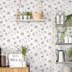 Galerie Wallcoverings Product Code G67867 - Miniatures 2 Wallpaper Collection - Purple Green White Colours - Hydrangea Trail Design