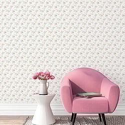 Galerie Wallcoverings Product Code G67896 - Miniatures 2 Wallpaper Collection - Pink White Green Purple Colours - Medium Rose Trail Design