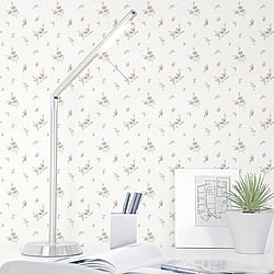 Galerie Wallcoverings Product Code G67918 - Miniatures 2 Wallpaper Collection - Pink White Green Colours - Small Floral Sprig Design