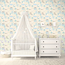 Galerie Wallcoverings Product Code G78374 - Tiny Tots 2 Wallpaper Collection - Beige Turquoise Colours - Farmland Design
