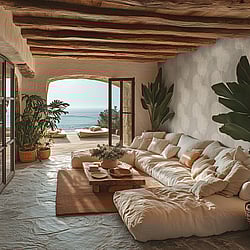 Galerie Wallcoverings Product Code HZ62075 - Horizon Wallpaper Collection - Cream Grey Metallic Colours - Palm Leaf Design