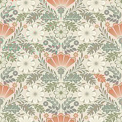 Galerie Wallcoverings Product Code S24122 - Sommarang 2 Wallpaper Collection - Beige, grey, orange, white Colours - An array of flowers and leaves Design