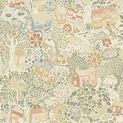 Galerie Wallcoverings Product Code S63001 - Sommarang 2 Wallpaper Collection - Green, yellow, red Colours - Fairytale woodland village Design