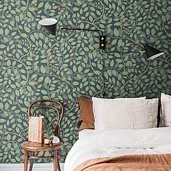 Galerie Wallcoverings Product Code S65105 - Sommarang Wallpaper Collection - Green Colours - Leafy Vines Design
