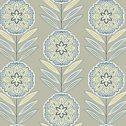 Galerie Wallcoverings Product Code TJ40207 - Mulberry Tree Wallpaper Collection - Tan and Blue Colours - Batsford Design