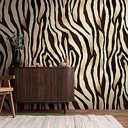 Galerie Wallcoverings Product Code WH45200M - Welcome Home Murals Wallpaper Collection - Beige, Brown, Black Colours - Exotic Wild Zebra Stripes Design