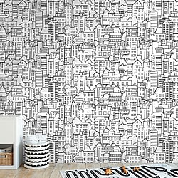 Galerie Wallcoverings Product Code WH45227M - Welcome Home Murals Wallpaper Collection - Black, White Colours - Hand-drawn City Scape Design