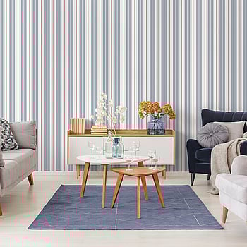 Galerie Wallcoverings Product Code 9815-1 - Essential Stripes Wallpaper Collection - Dark Blue Red Colours -  