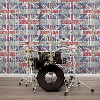 Galerie Wallcoverings Product Code G45382 - Grunge Wallpaper Collection - Grey White Red Blue Colours -  